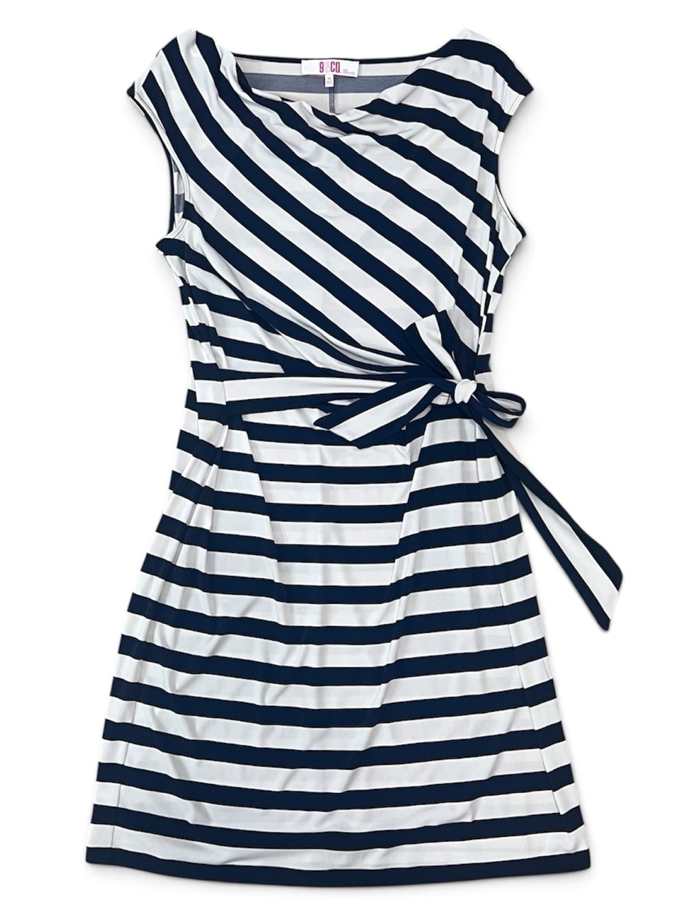 Navy and White Striped Tie-Waist Dress